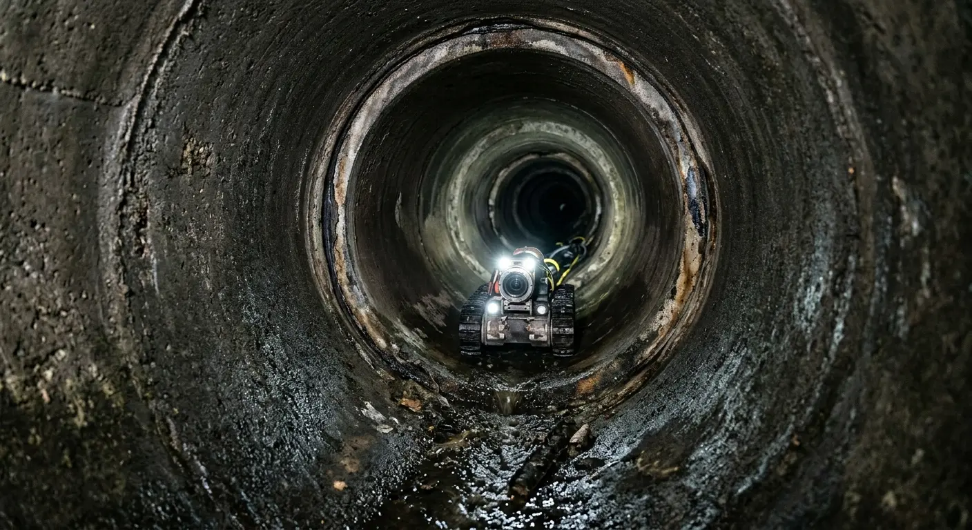 Robotic sewer camera inspecting pipe interior for Sewer Line Cleaning in Pleasant Grove